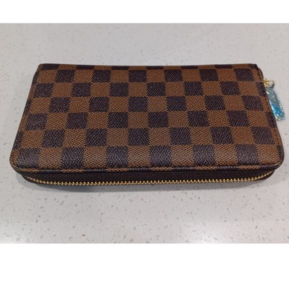 Daisy Rose Tote Bag with Wallet Brown Checkered PU Vegan Leather New - Picture 5 of 10